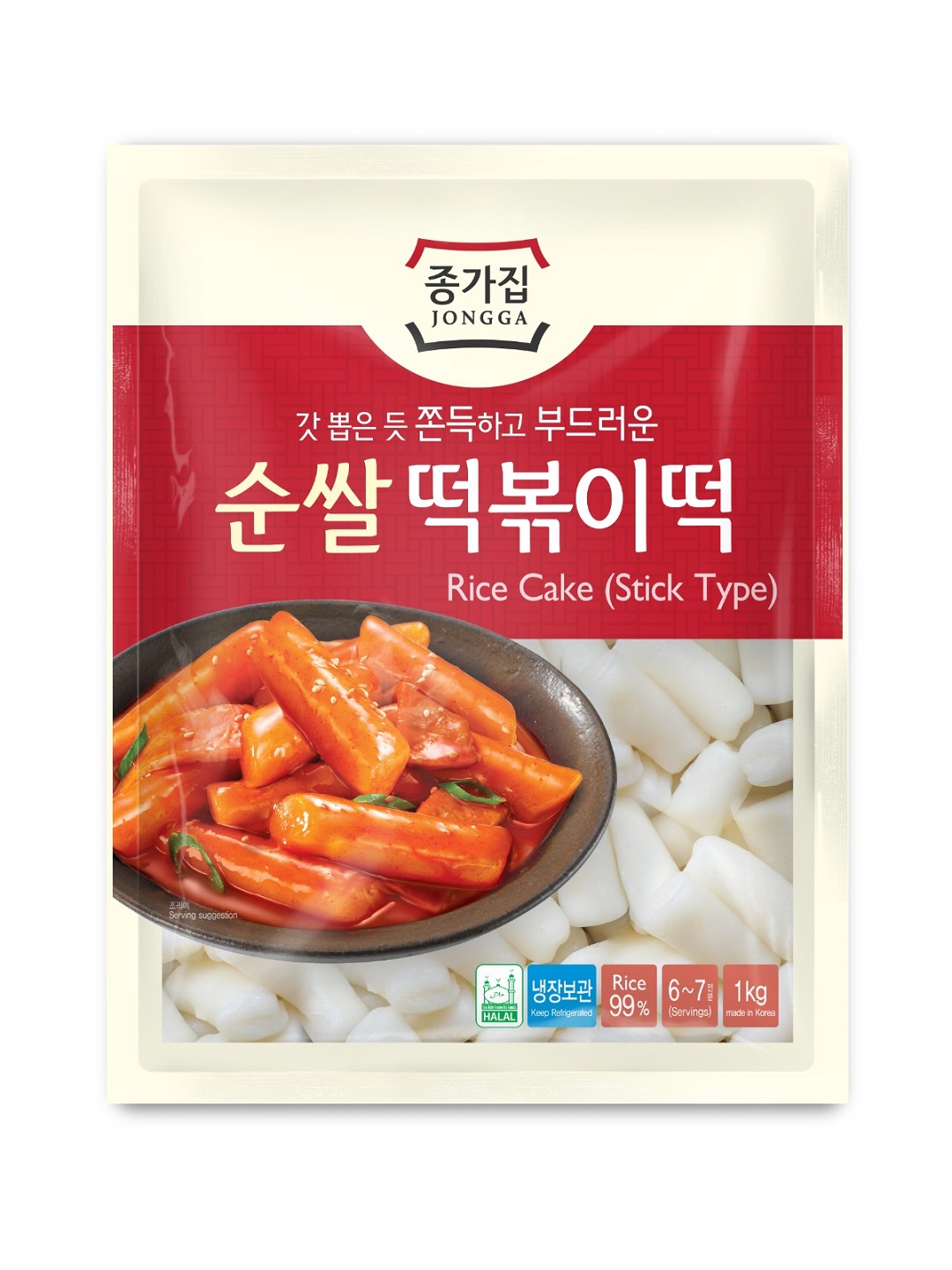 JONGGA RICE CAKE (TUBULAR TYPE) 1KG - 종가떡 (튜브형) 1KG [1KGx5]