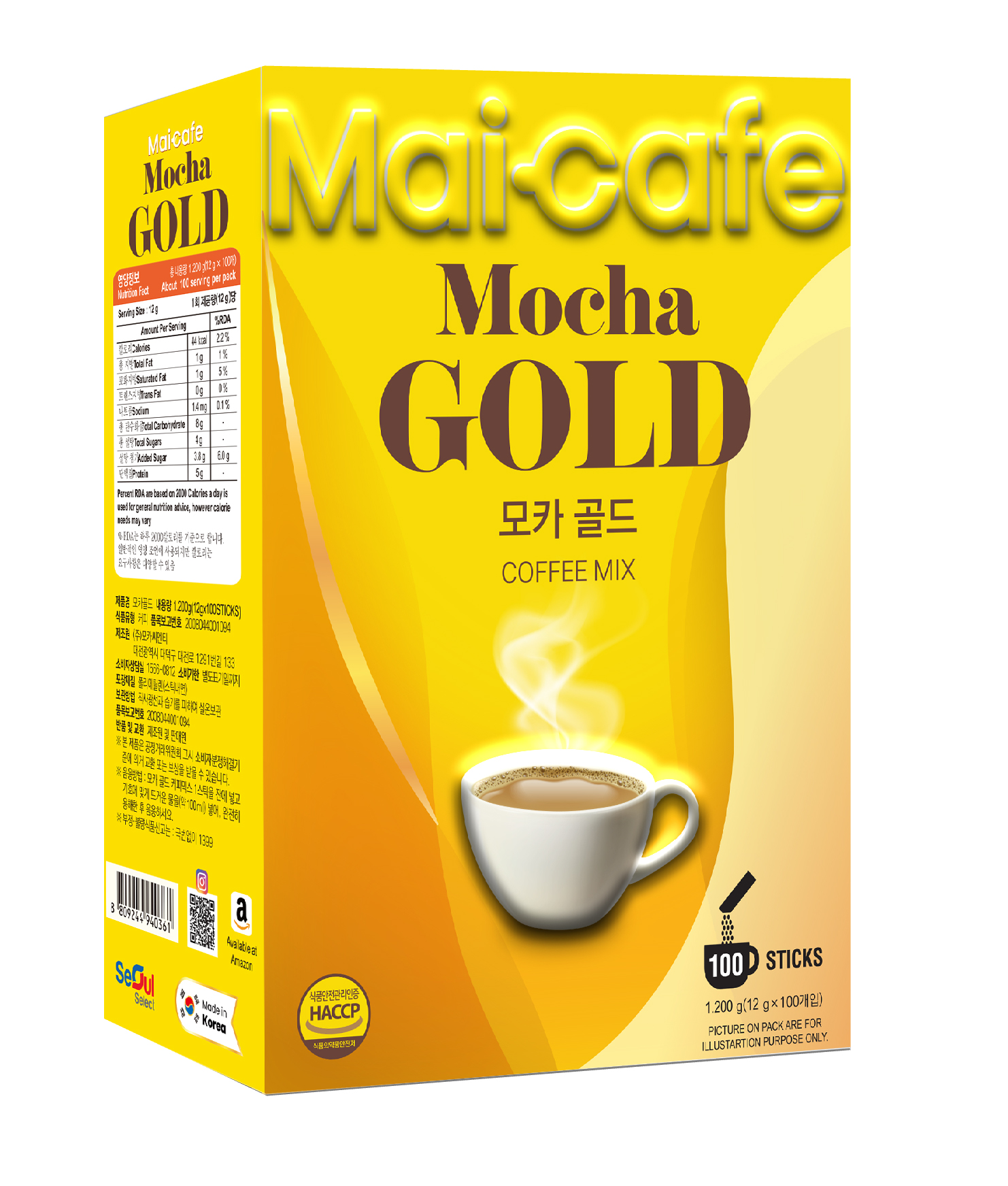 MAICAFE MOCHA GOLD COFFEE MIX 12GM X 100T - 서울셀렉트 메이카페 모카 골드 [(1.2KGx100)x8]